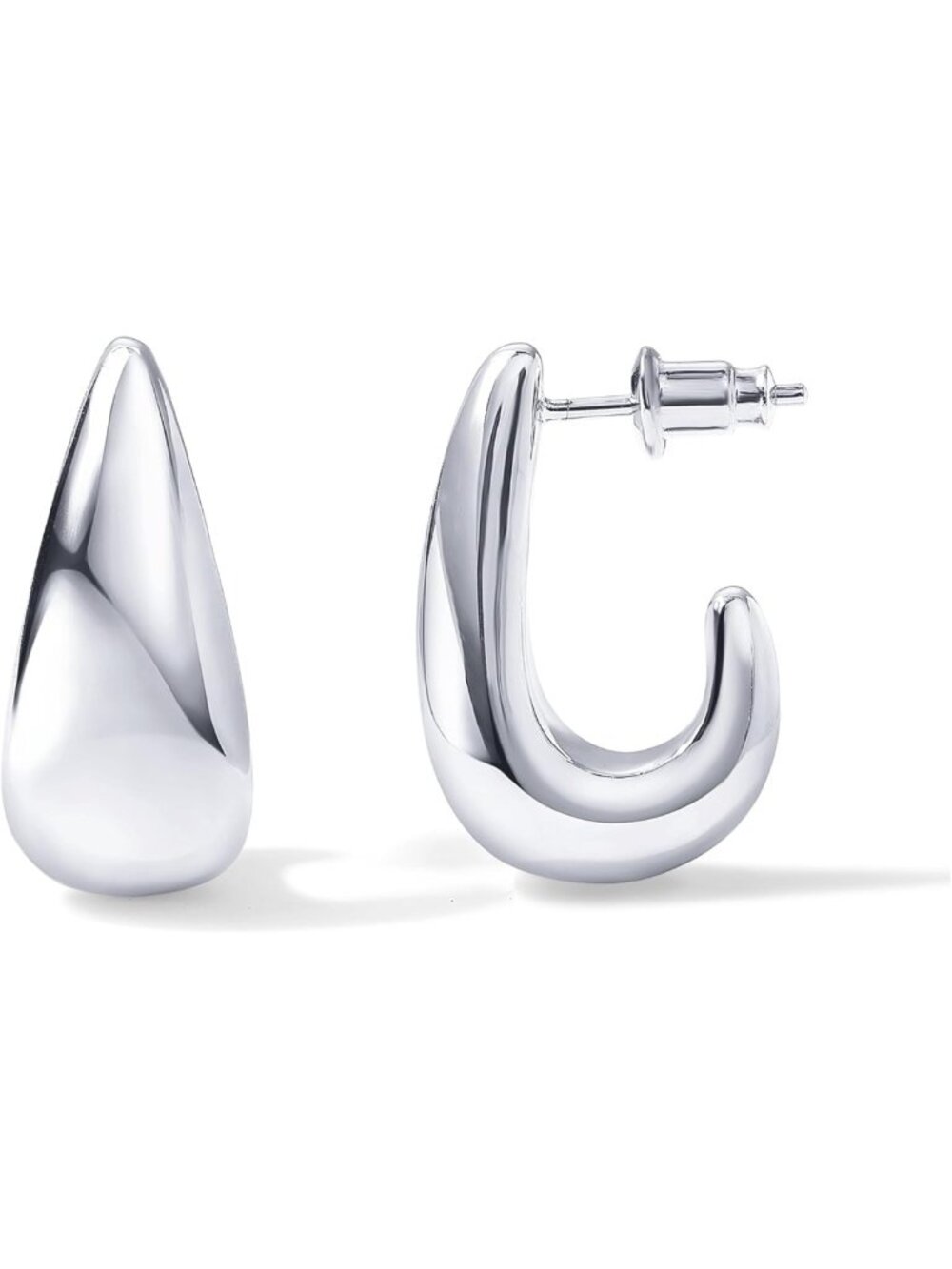 14K Gold Plated Sterling Silver Huggie Earrings | Statement Dome Hoop for Women